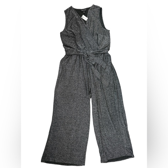 Lane Bryant Women’s Metallic Striped Black Evening Jumpsuit Wide Legged - 18/20 - Picture 6 of 9